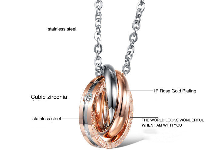 Small Gift Interlocking Titanium Steel Couple Necklace